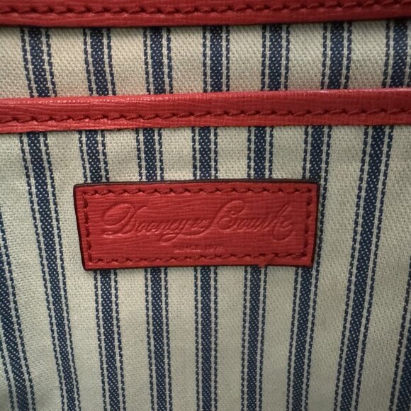 Dooney & Bourke Gretta Drawstring Bag Purse Red Coated Water Repellent Canvas - Picture 7 of 10